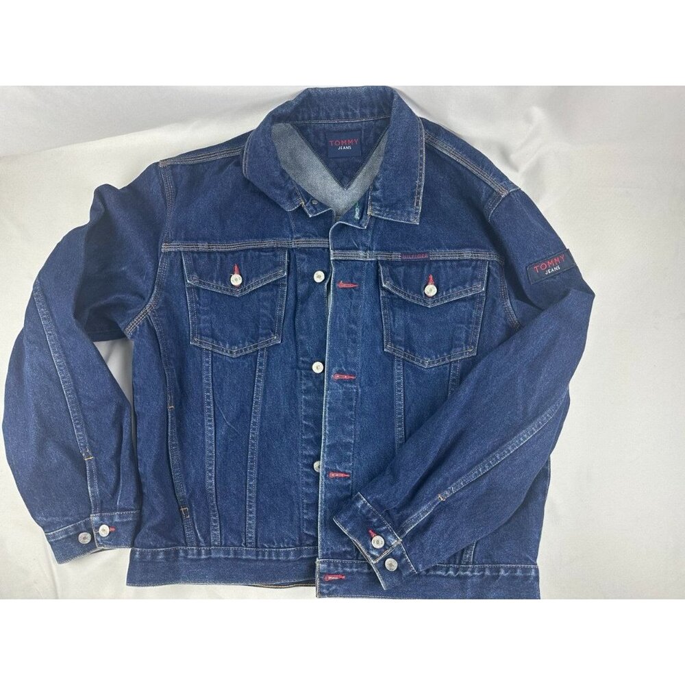 Vintage Tommy Hilfiger Y2K 1999 Denim Jean Jacket Dark Wash XL